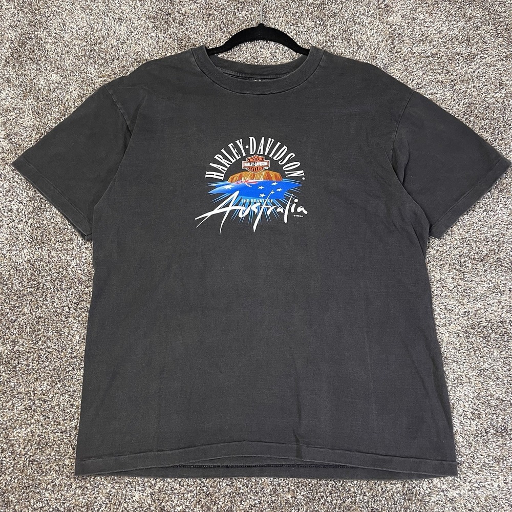 Vintage 1998 Harley Davidson Mens Size L Heart Of Australia Single Stitch Shirt